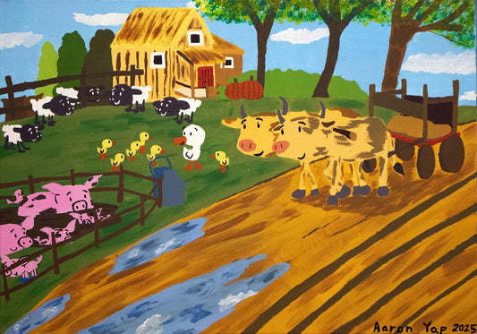 Bullock Cart in the Farm Field